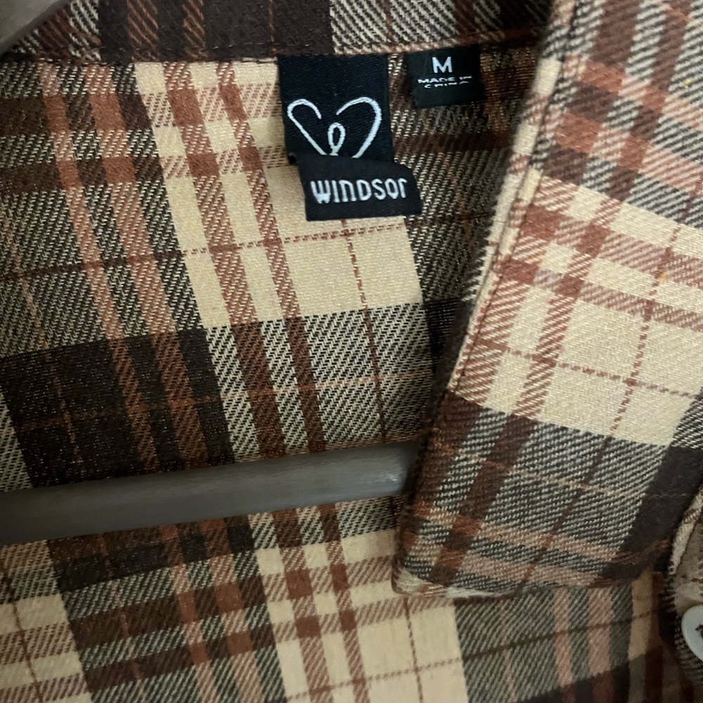 Windsor Tan and Brown Plaid Crop Top - Picture 3 of 3